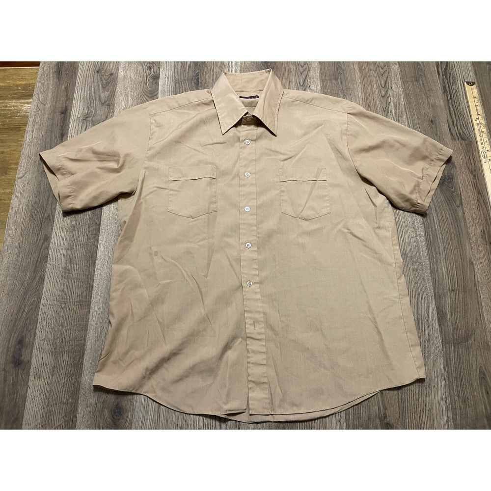 KINGSPORT Shirt, Men's Size 17-XL, Brown, Short Sleeve, Button Up